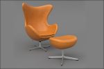 3D  Leather Egg Chair Ottoman Arne Jacobsen