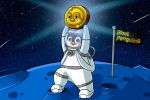 Иллюстрация "Пингвин-космонавт с монетой"