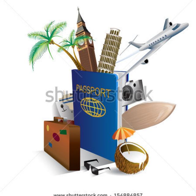 International passport and elements of travel and attractions. 