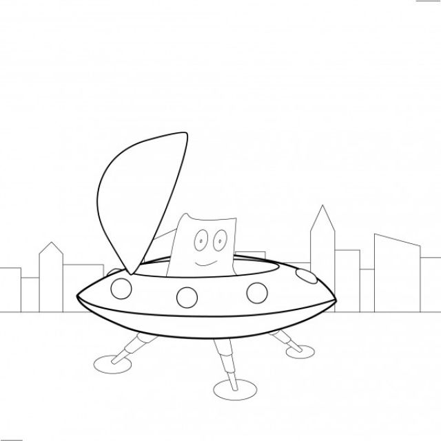 UFO and Alien (cartoon 2d animation for laser show)