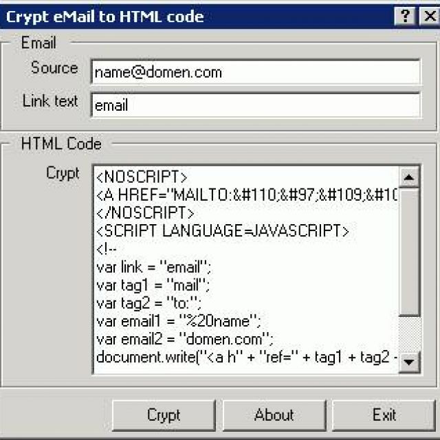 Crypt Email To HTML Code