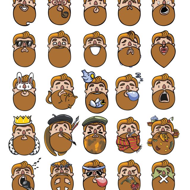 The bearded man/ emoticons