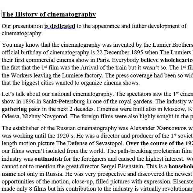 History of cinematography ( )