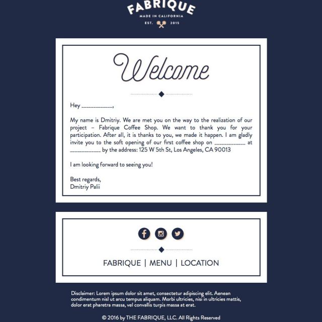 Mail Stationery  Fabrique Coffee Shop