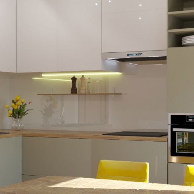 Modern kitchen design "White&Olive" 