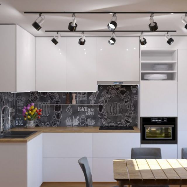 Modern kitchen design "White&Wood"