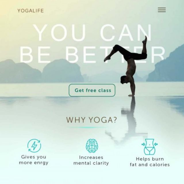 Landing page for yoga studio