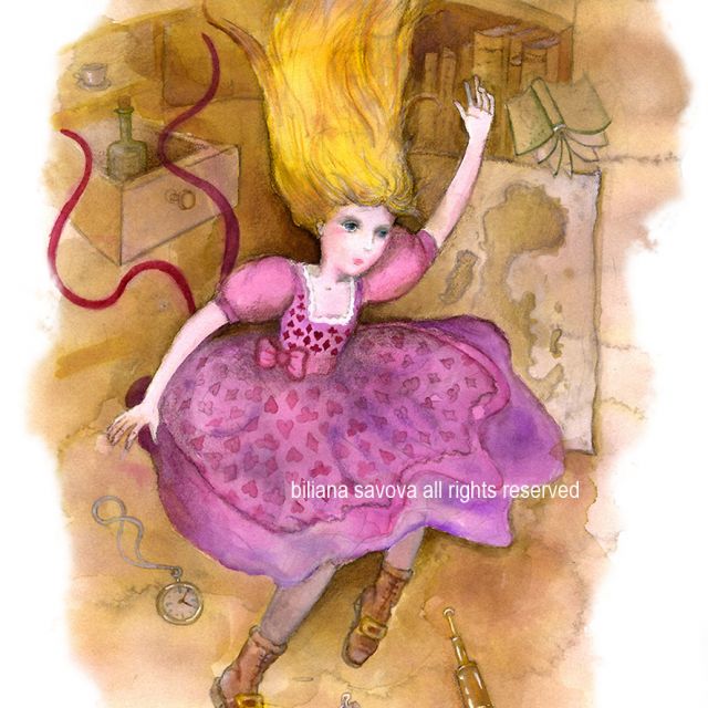 Falling down in Rabbit hole Alice in Wonderland