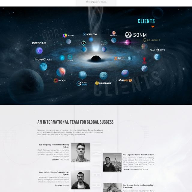 Landing Page for" Crypterius " ICO projects on Blockchain