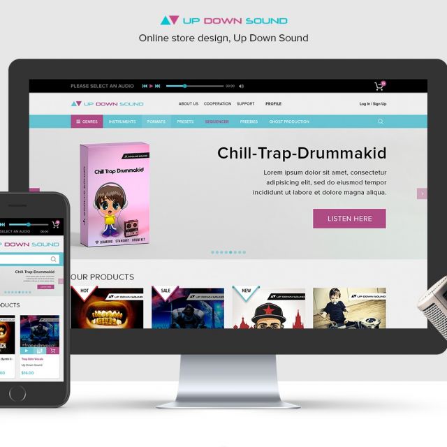 Online store design "Up Down Sound"