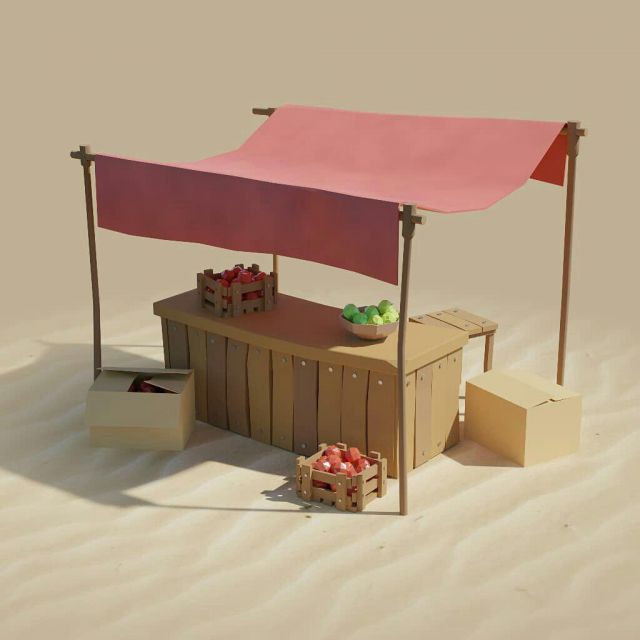 Low poly market tent