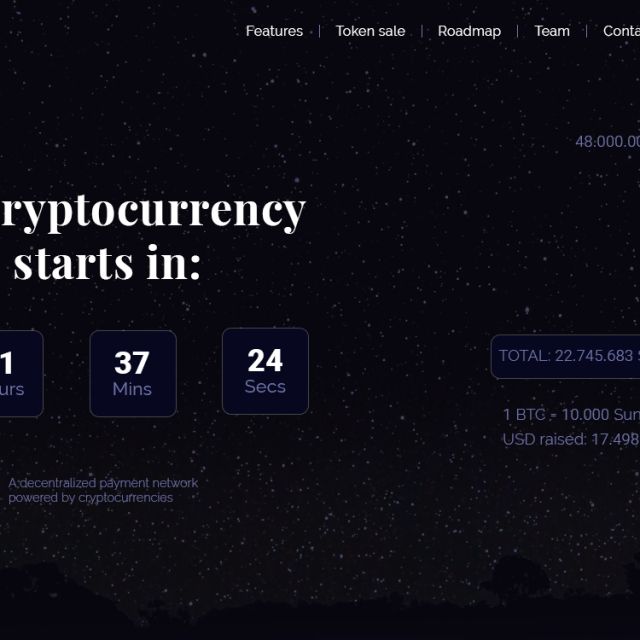 Landing-Page for Pre-ICO "Sunify"