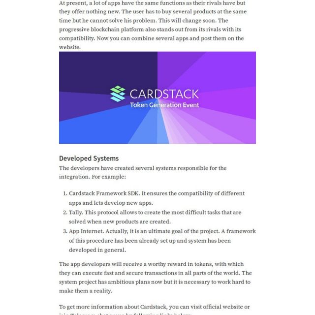 Cryptocurrency Problem Solution with CARDSTACK