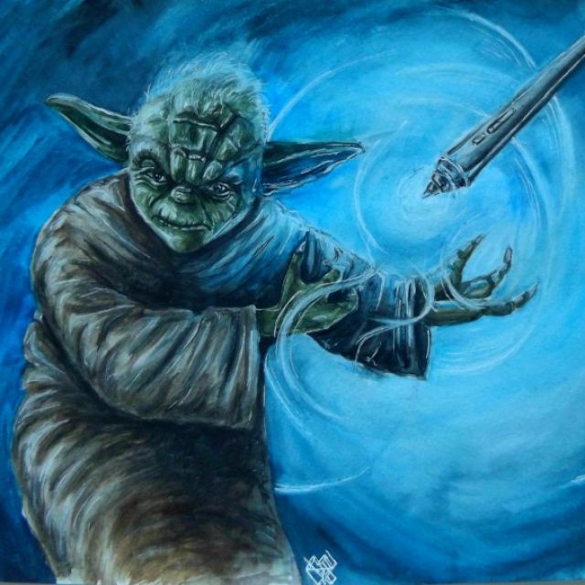 Yoda in watercolor