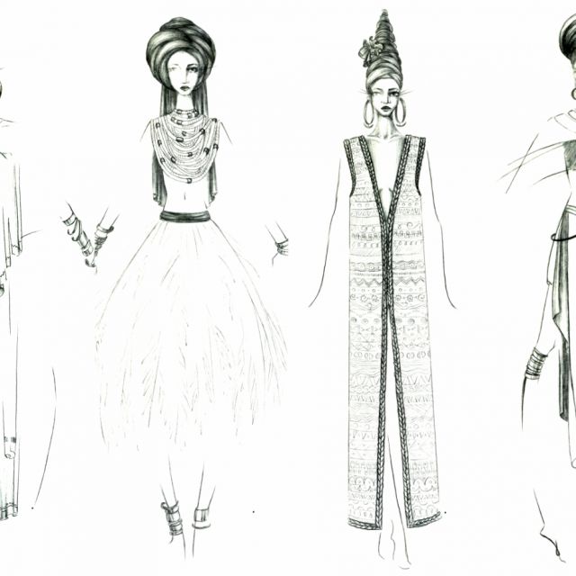 Sketches of African headdresses
