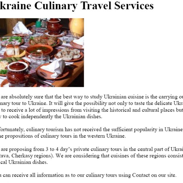 Ukraine Culinary Travel Services