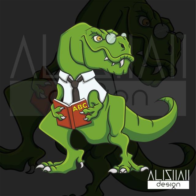 Funny T-rex with Book
