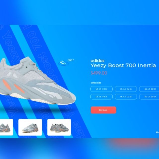 First screen for a shoe store Landing page