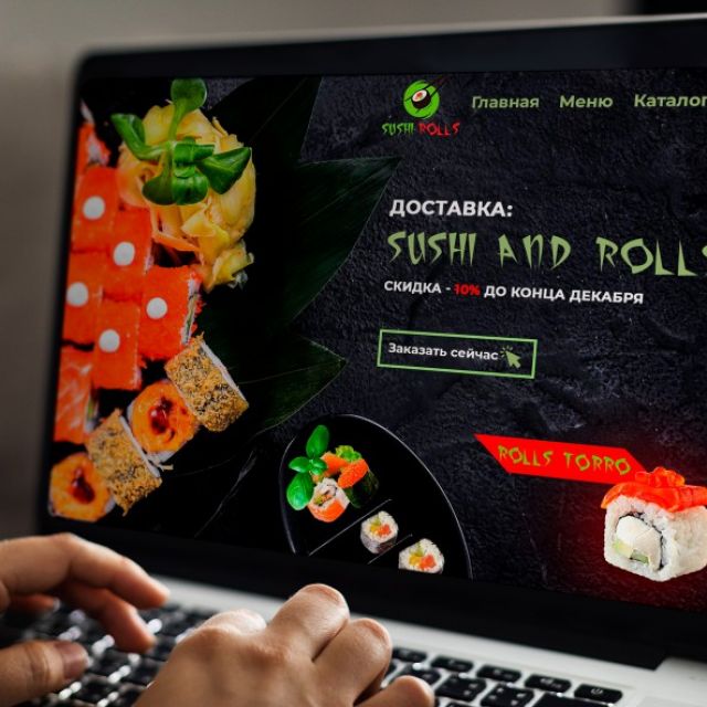 Landing page sushi and rolls