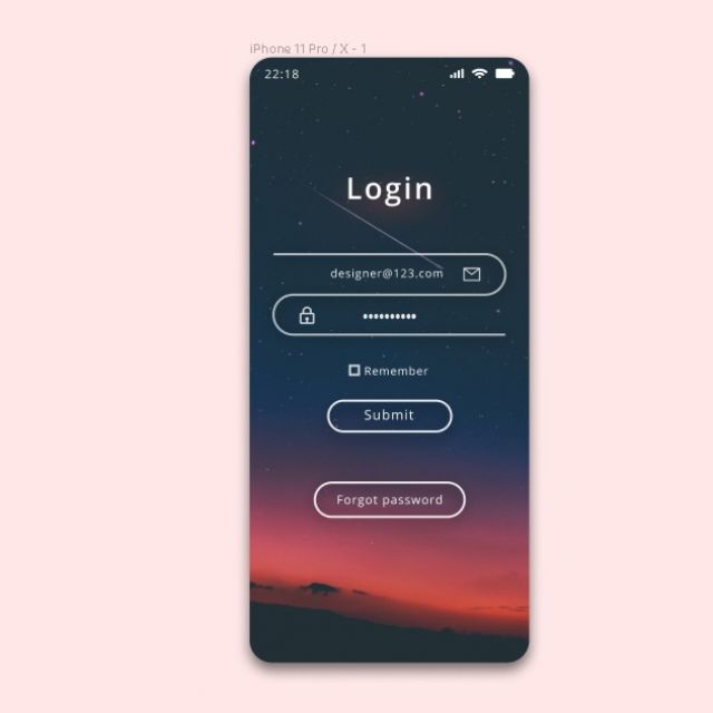 Login page for phone
