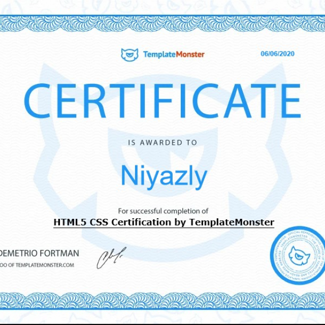 HTML5 CSS Certification by TemplateMonster