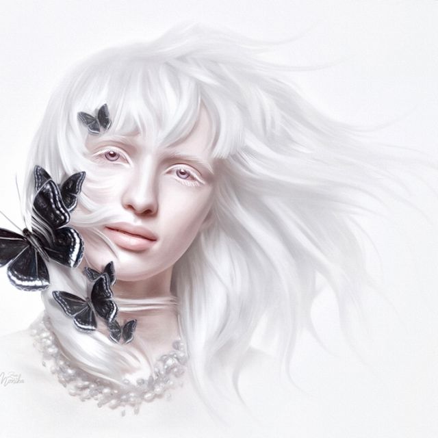 Albino Alice with butterflies (Mesmerizing style)