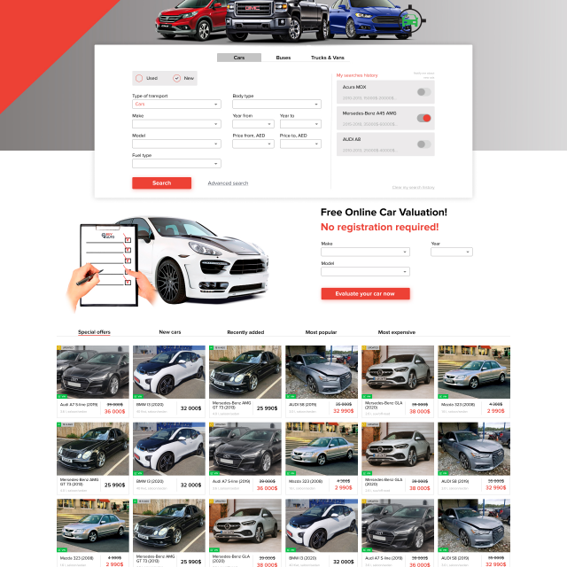 Development of a site for the selection, purchase and sale cars