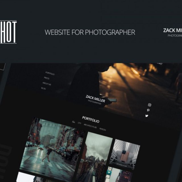 Landing page website for photographer "PSHOT"