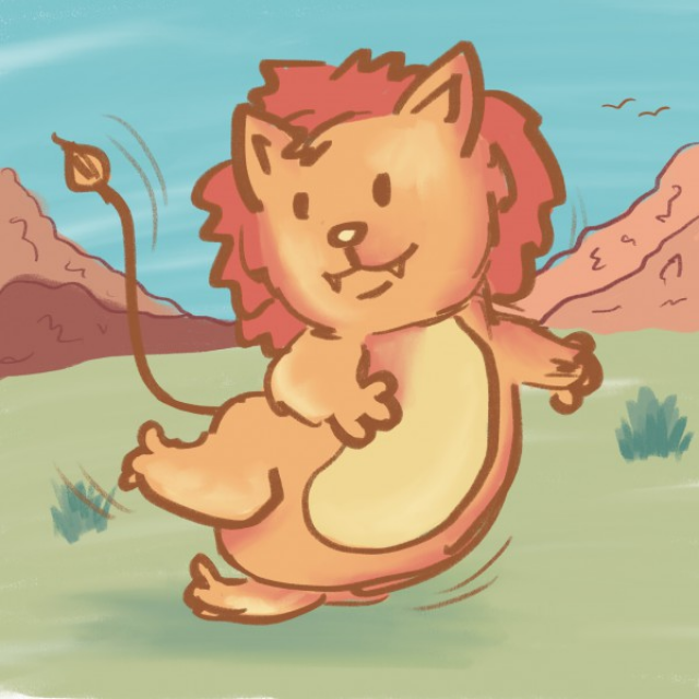 Lion in savanna 