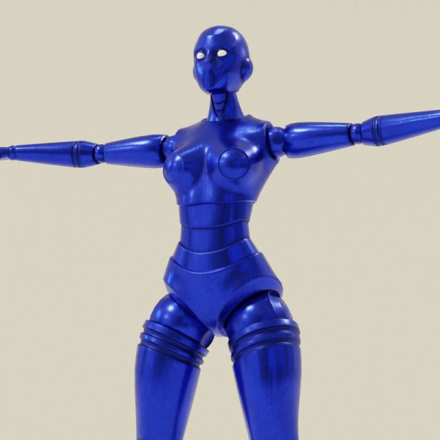 Blue robot woman