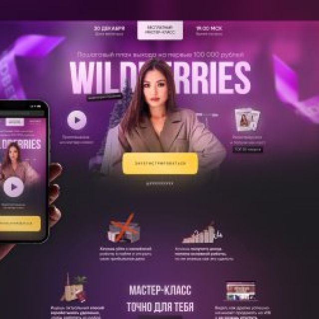 Landing page for online master class on Wildberries