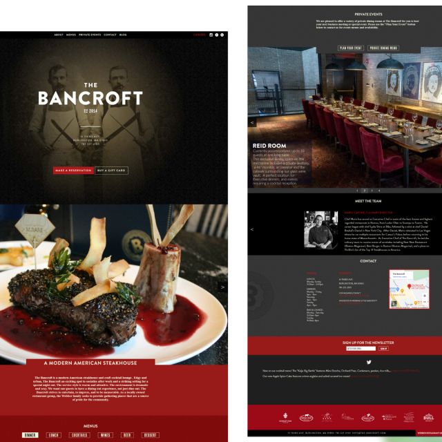 Website design for a meat restaurant