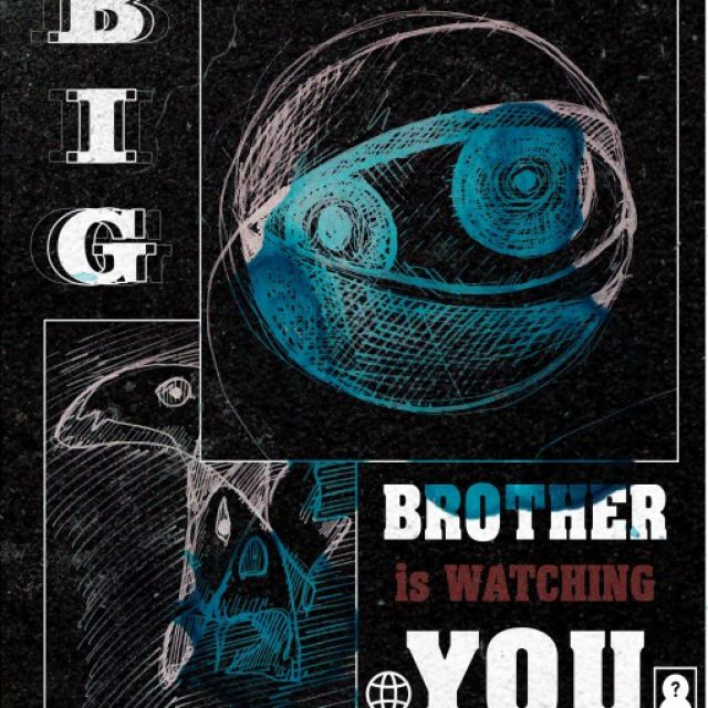 Big Brother Poster (photoshop, paper and inks)
