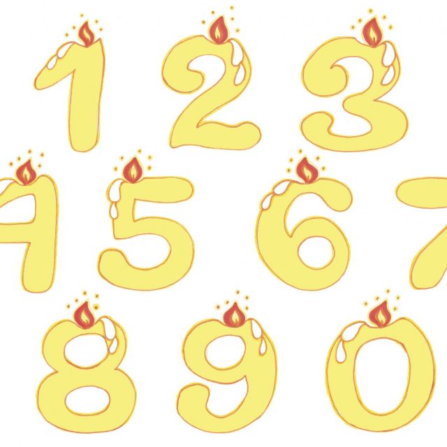 Festive numbers in the form of lighted candles