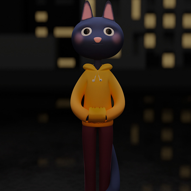 a cat in the night city