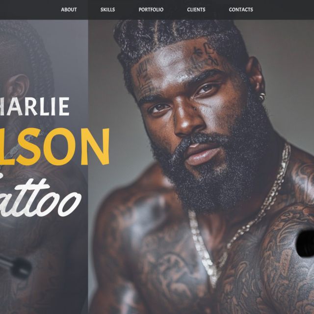 Website business card for tattoo artist.