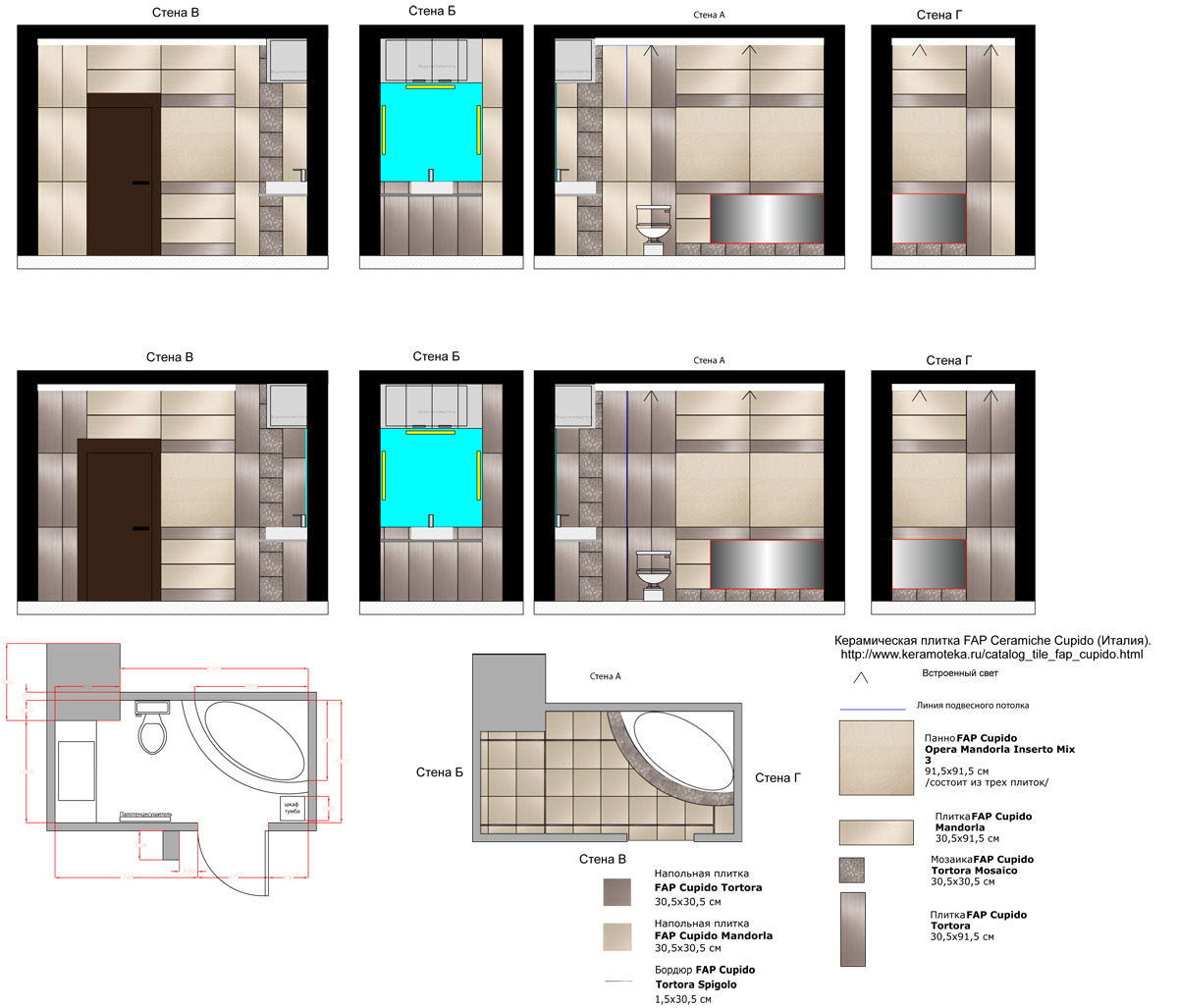 Развертки стен плитка Revit