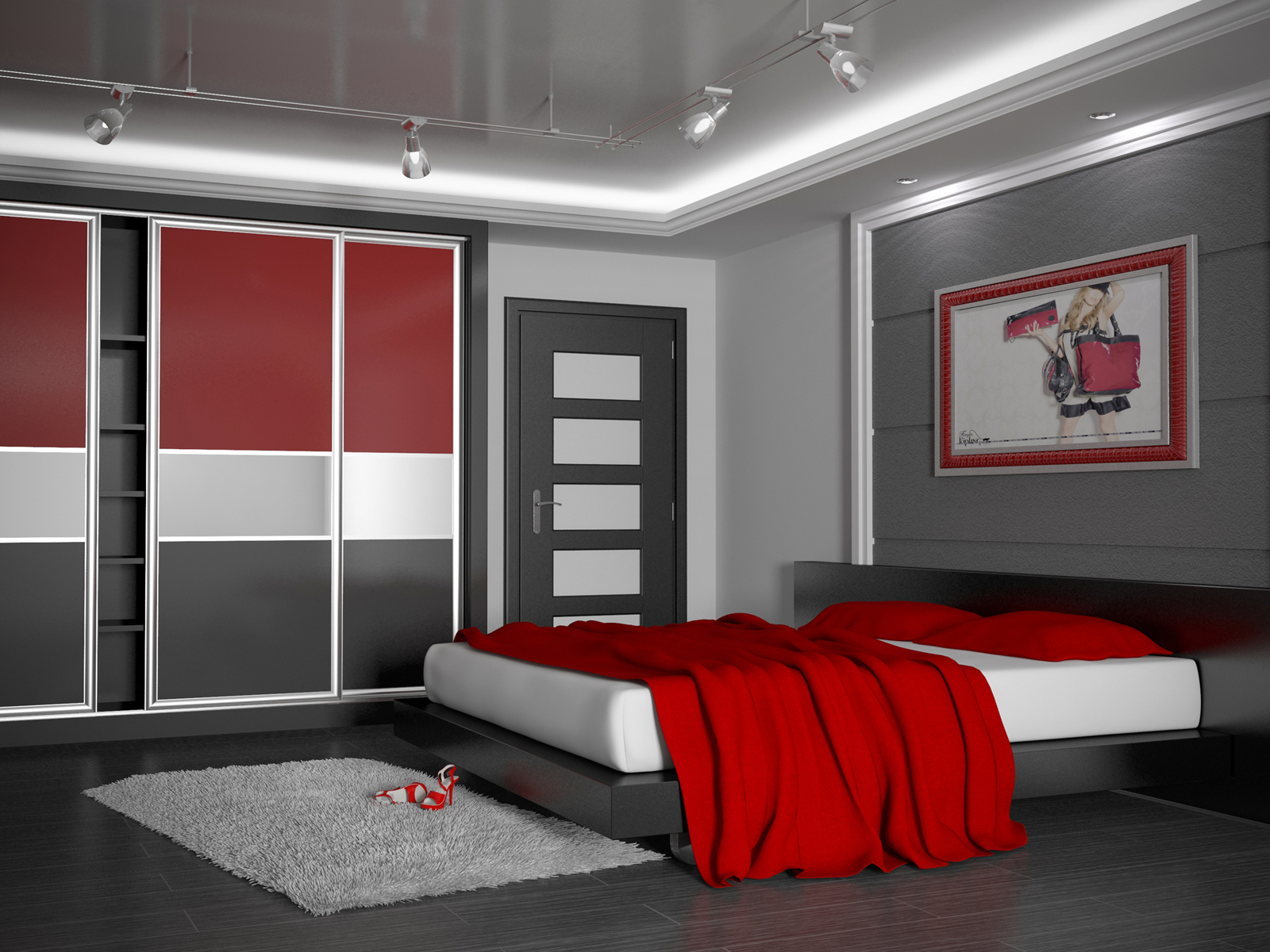 Красный шкаф в спальню