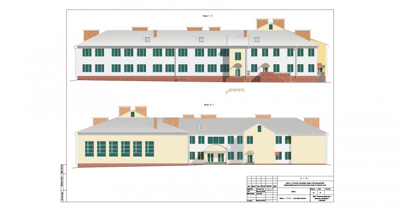 Фасад школы чертеж