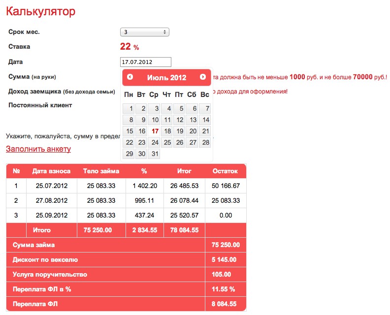 Калькулятор открытие продаж