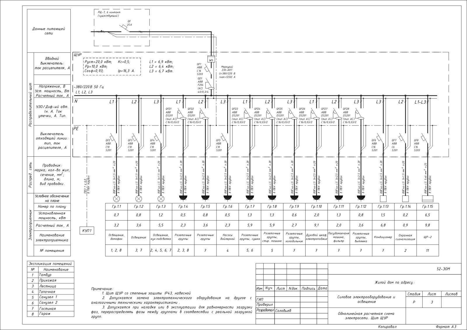 Схема однолинейная dwg