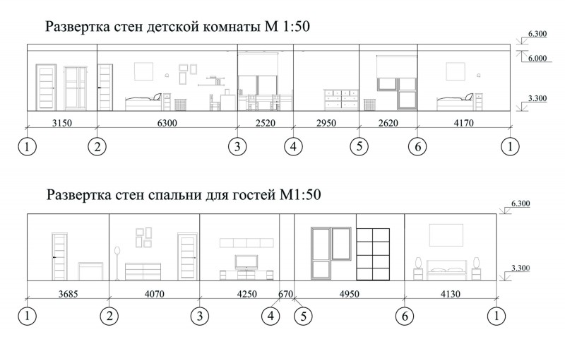 Развертка комнаты чертеж