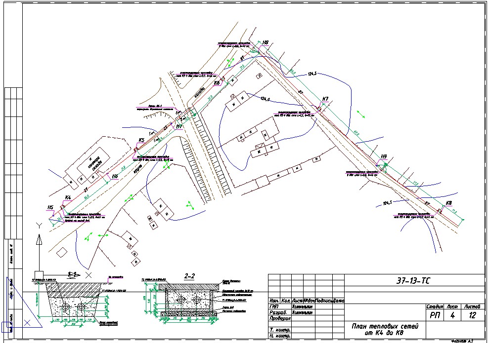 Тепловая сеть сколько. Исполнительная монтажная схема трубопровода. Схема прокладки трубопровода чертеж. Исполнительная схема монтажа кабельных лотков. Схема прокладки оптического кабеля в кабельную канализацию.