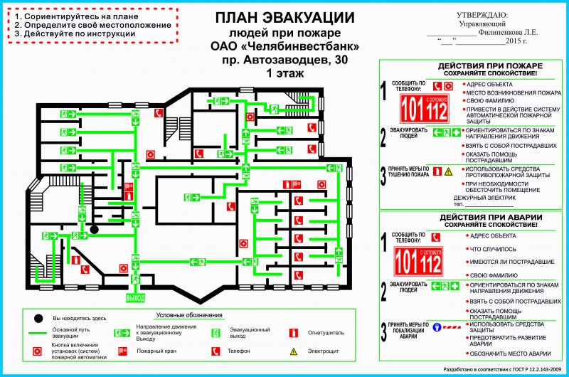 Пожарный кран на плане эвакуации