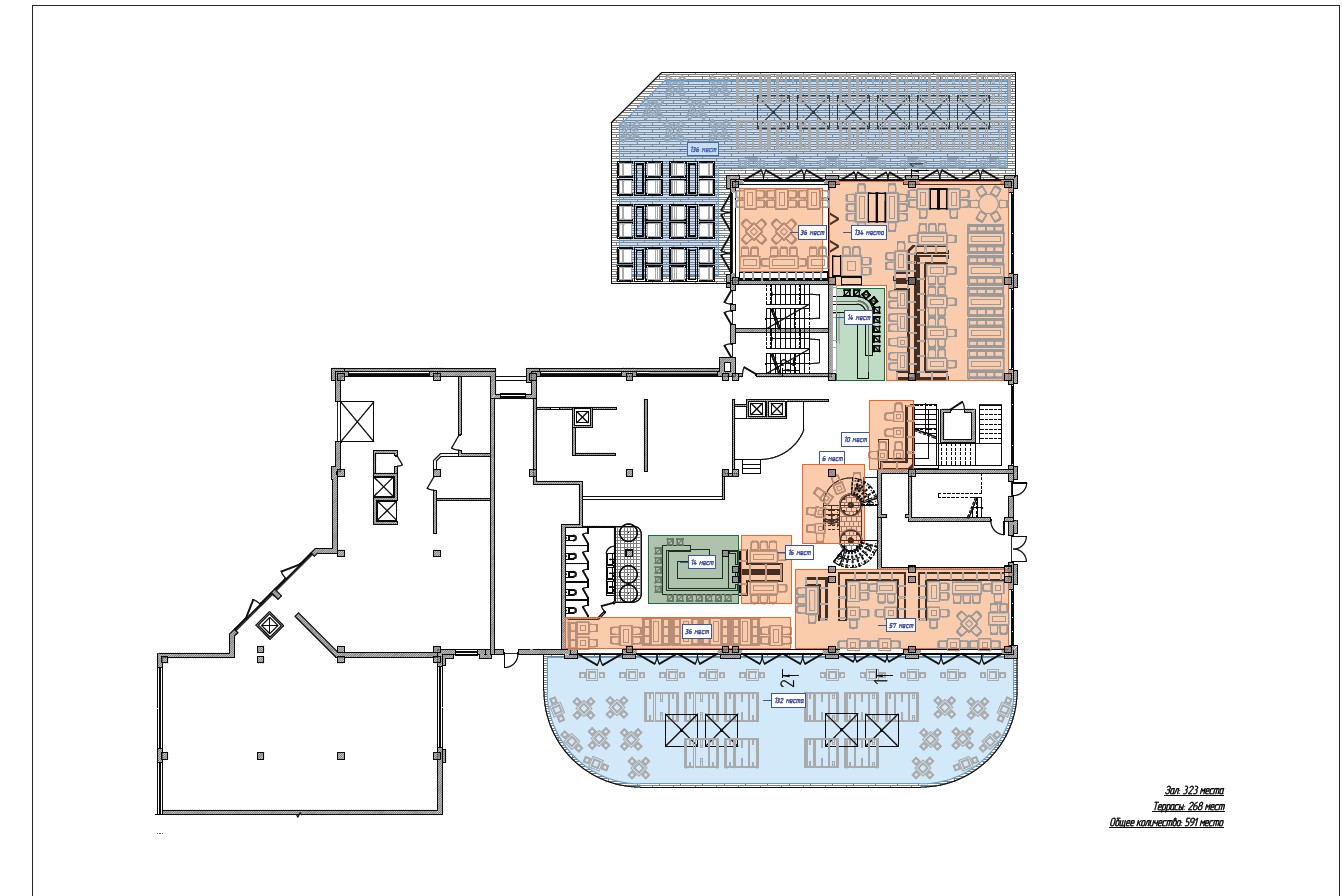 план ресторана с размерами и зонированием