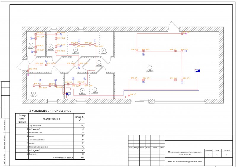 Схема размния оборудования пожарной сигнализации - Фрилансер .