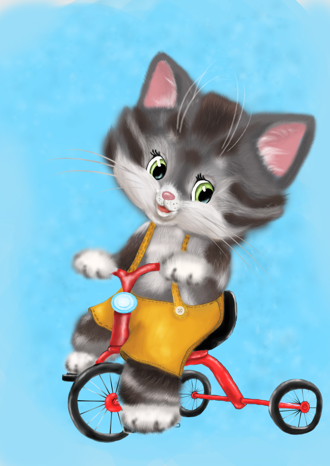 Кошка на велосипеде