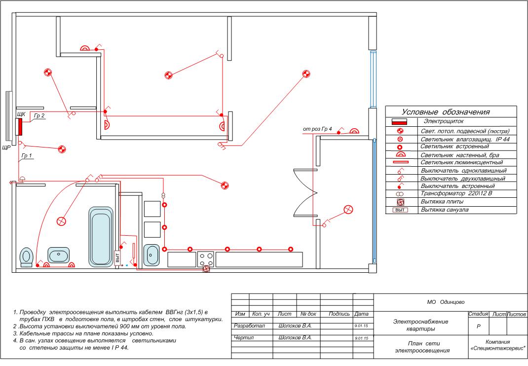 План электрики и освещения