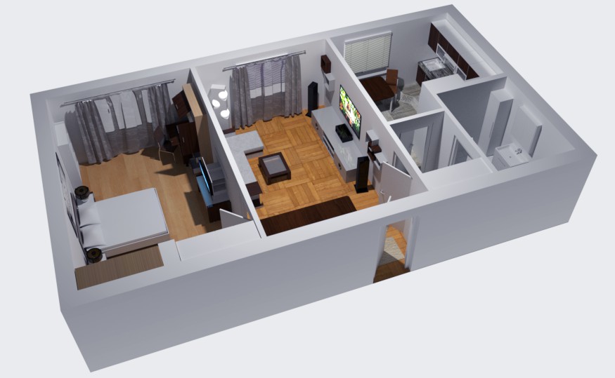 Квартира в д3. 3д планировка 3 комнатной квартиры. 3 D планировка 2х комнатной квартиры. 3д квартира планировка 2 комнатная квартира. 3д модель планировки.