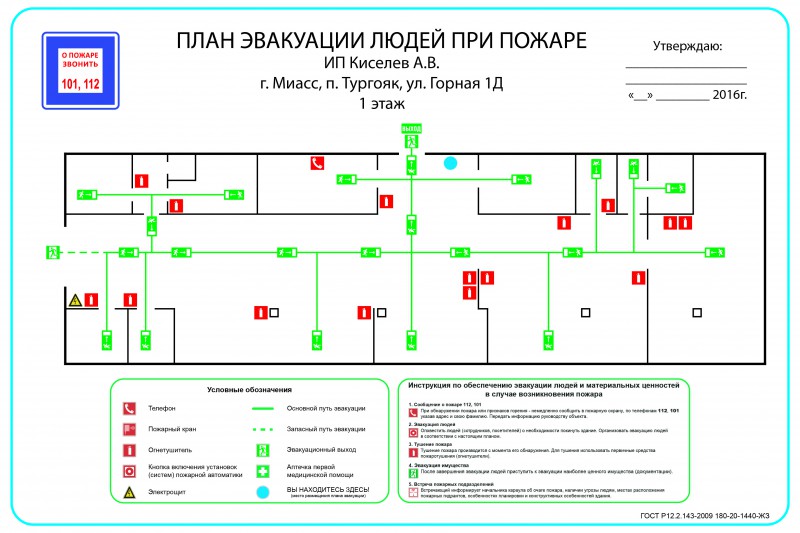 План эвакуации в компасе